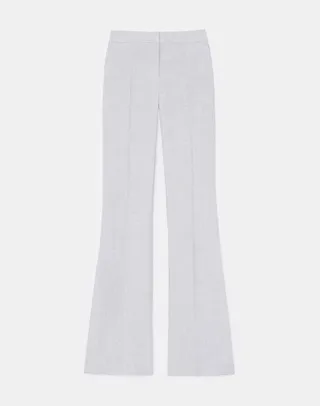 Slubbed Linen Viscose Gates Side Slit Flared Pant