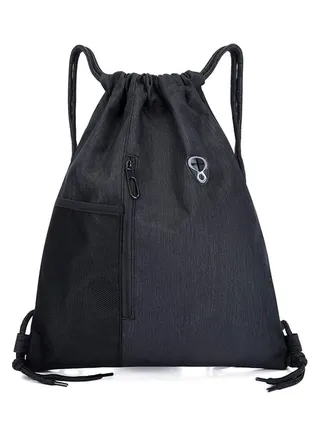 Solid Drawstring Closure Gym Sacks Black 
