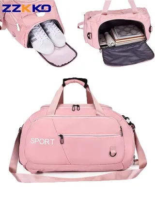 New Fashion Women Gym Sacks with Independent Shoe Pocket,Large Capacity Luggage Backpack, Light Versatile Sports Gym Handbag,Multifunctional Fitness Bag,Dry and Wet Separation Travel Duffel Bag,Pink 