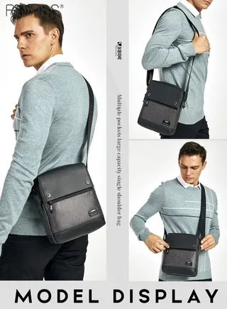 Fashionable And Versatile Casual Shoulder Bag Men'S Daily Commuting Work Waterproof Oxford Zipper Closure Business Crossbody Bag 