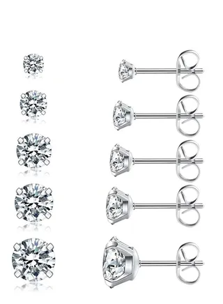 A group of 5 pairs of earrings studded with a new and elegant modern design, zirconium earrings are anti -stainless steel. 
