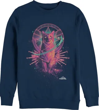 Men's Marvel Captain Marvel Galactic Goose Cat Sweatshirt - Navy Blue - 2X Large