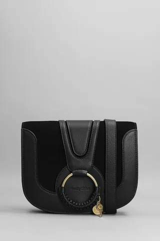 Hana Shoulder Bag In Black Suede And Leather