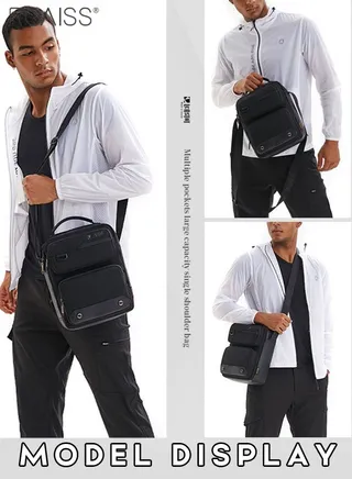 Fashionable And Versatile Casual Shoulder Bag Men'S Daily Commuting Work Waterproof Oxford Zipper Closure Business Crossbody Bag 