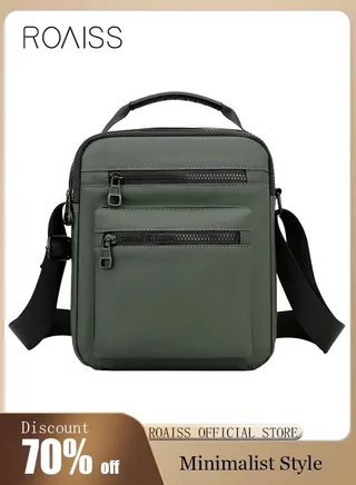 Minimalist Wear-Resistant Oxford Crossbody/Shoulder Bag with Adjustable Strap and Top Handle Multi-layer Functional New Trends Fashion Handbag for Men Green 