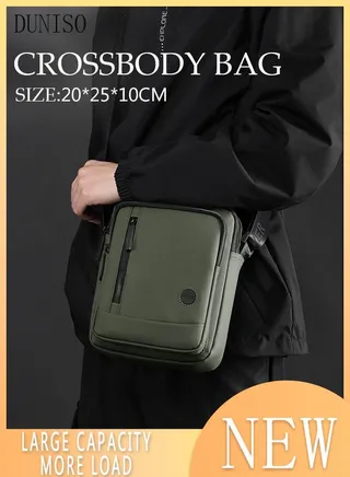 Mens Crossbody Bag Shoulder Bag with Adjustable Strap and Top Handle Multi-layer Functional New Trends Fashion Handbag Green 