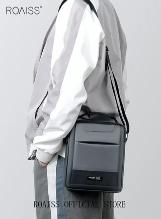 Men Casual PU Leather Crossbody Bag Vertical Type Square Type Shoulder Bag Men Zipper Buckle PU Leather Messenger Bag Crossbody Shoulder Bag Vintage Handle Bags 