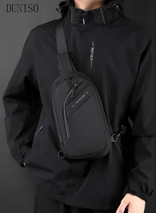 Compact Chest Bag for Men Waterproof Crossbody Bag Multipurpose Chest Shoulder Bag with Buckle Multi-pocket Everyday Carry Bag Sling Bag for Travel Work Sports 