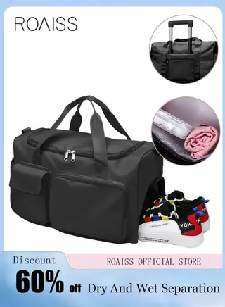 Large Capacity Gym Sacks Waterproof Duffel Bag for Women Men Travel Sports Yoga Black 