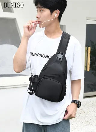 Compact Chest Bag for Men Waterproof Crossbody Bag Multipurpose Chest Shoulder Bag with Buckle Multi-pocket Everyday Carry Bag Sling Bag for Travel Work Sports 
