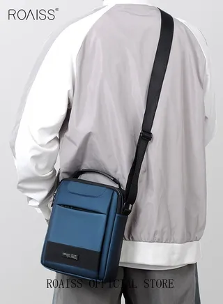 Men Casual PU Leather Crossbody Bag Vertical Type Square Type Shoulder Bag Men Zipper Buckle PU Leather Messenger Bag Crossbody Shoulder Bag Vintage Handle Bags 