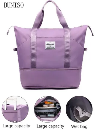 Sports Gym Bag with Wet Pocket & Shoes Compartment, Weekender Overnight Bag for Travel Gym Yoga Travel Duffel Bag for Men and Women Lightweight 