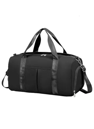 Women's Men's Gym Bag Waterproof Sports Duffel Bag with Wet Bag and Shoe Compartment Travel Duffel Bag Weekend Overnight Bag Hospital Bag Travel Bag Carry-On Bag Swim Bag Beach Bag  (Black) 