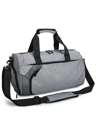 Sports Gym Bag with Shoes Compartment Wet Pocket Waterproof Travel Duffel Bag for Men and Women Grey 