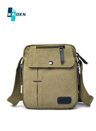 Men's Casual Trend Shoulder Bag, Boy's Large-capacity Multi-compartment Crossbody Bag Messenger Bag, Simple Canvas Handbag Carrying Bag for College Students and Teenagers 