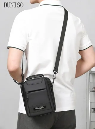 Compact Crossbody Bag for Men Waterproof Handbag Multipurpose Shoulder Bag with Buckle Multi-pocket Everyday Carry Bag Sling Bag for Travel Work Sports 
