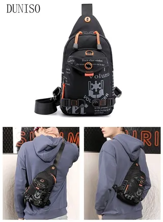 Compact Sling Bag for Men Multifunctional Cross Body Bag Waterproof Chest Shoulder Backpack with Buckle Everyday Carry Bag for Travel Work Sport 