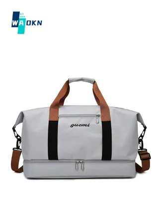 Unisex Dry and Wet Separate Gym Sacks, Large Capacity Casual Fitness Bag Luggage Bag Travel Bag for Men and Women, Portable Independent Shoe Compartment Yoga Bag Duffle Bag（Grey） 