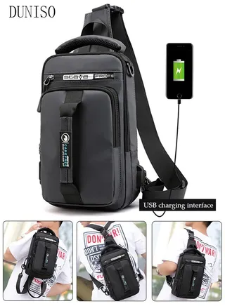 Multipurpose Crossbody Bag for Men Waterproof Backpack Waterproof Chest Shoulder Bag with Buckle Everyday Carry Bag Sling Bag for Travel Work Sports 