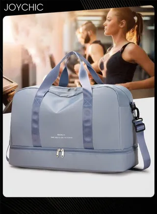 Women Lightweight Travel Garment Bags Large Capacity Wear-resistant Sport Training Handbag with Dry and Wet Pocket & Shoes Compartment for Yoga Fitness Outdoor Blue 