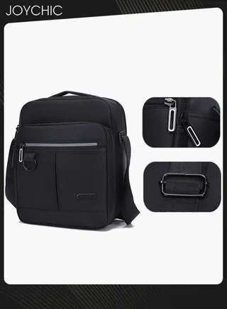 Men Multifunctional Nylon Wear-resistant Shoulder Bag Business Multi-compartment Messenger Bag Portable Mobile Phone Sports Crossbody Bag for Travel School Office Black 