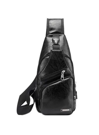 Multifunctional Chest Bag With USB Charging Port Black 