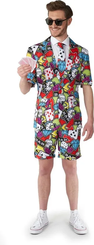 Suitmeister Men's Party Suit - Summer Casino Icons - Multicolor - Size: L