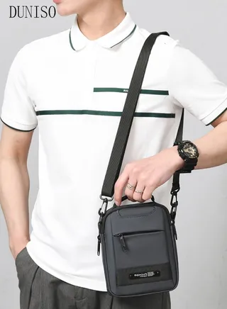 Compact Crossbody Bag for Men Waterproof Handbag Multipurpose Shoulder Bag with Buckle Multi-pocket Everyday Carry Bag Sling Bag for Travel Work Sports 