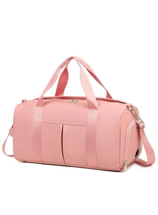 Women's Men's Gym Bag Waterproof Sports Duffel Bag with Wet Bag and Shoe Compartment Travel Duffel Bag Weekend Overnight Bag Hospital Bag Travel Bag Carry-On Bag Swim Bag Beach Bag (Pink) 
