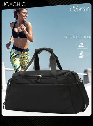 New Style Short Distance  Travel Duffel Bag Large Capacity Dry Wet Separated Gym Sack with Shoes Compartment for Swim Fish Camp Fitness Yoga Black 