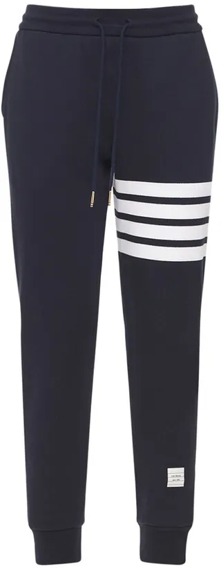 Intarsia stripes cotton sweatpants