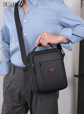 Compact Crossbody Bag for Men Waterproof Handbag Multipurpose Shoulder Bag with Buckle Multi-pocket Everyday Carry Bag Sling Bag for Travel Work Sports 
