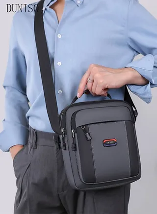 Compact Crossbody Bag for Men Waterproof Handbag Multipurpose Shoulder Bag with Buckle Multi-pocket Everyday Carry Bag Sling Bag for Travel Work Sports 