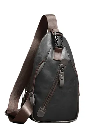 Skycare Men's Leather Chest Bag, Fashionable and Trendy Shoulder Bag, Crossbody Bag, Sling Bag, Bike Backpack 
