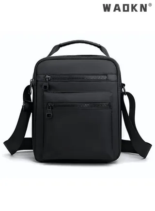 Men High Quality boys Crossbody Bag Minimalist Wear-Resistant Oxford Crossbody/Shoulder Bag with Adjustable Strap and Top Handle Multi-layer Functional New Trends Fashion Handbag for Men Solid Black 