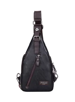 Faux Leather Crossbody Bag Black/Brown 