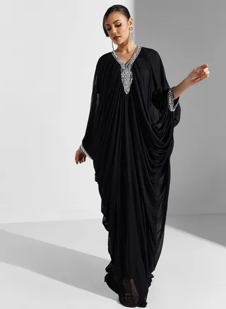 Kaftan With Embellished Neckline 