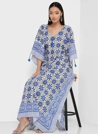 Cape Sleeve Printed Kaftan 