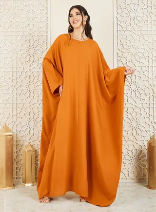 Lace Round Neck Trim Kaftan 