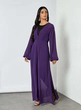 Embellished Detail Sheer Kaftan Purple 