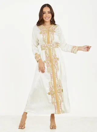 Jacquard Hand Embroidered Kaftan 