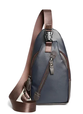 Skycare Men's Leather Chest Bag, Fashionable and Trendy Shoulder Bag, Crossbody Bag, Sling Bag, Bike Backpack 