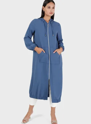 Crew Neck Longline Coat 