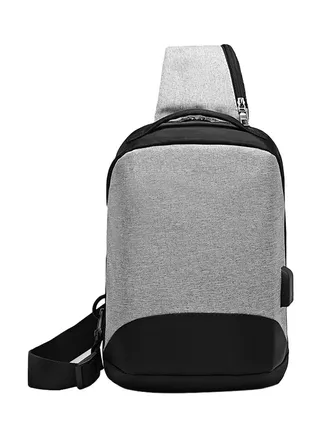 USB Charging Port Crossbody Bag Grey 