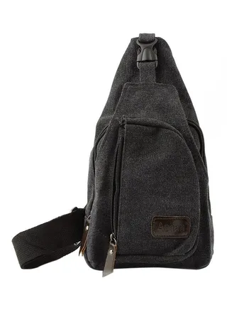 Zipper Closure Crossbody Bag Black 