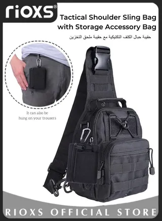 Mens Tactical Shoulder Sling Bag Small Outdoor Chest Pack Military Multifunctional Shoulder Messenger Crossbody with Storage Accessory Bag for Traveling Hiking Camping 