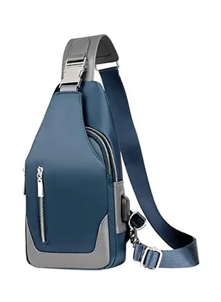 Leisure Fashion Chest Crossbody Bag Blue/Grey 