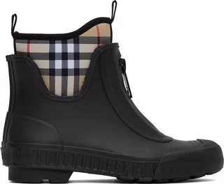Burberry Black Vintage Check Rain Boots