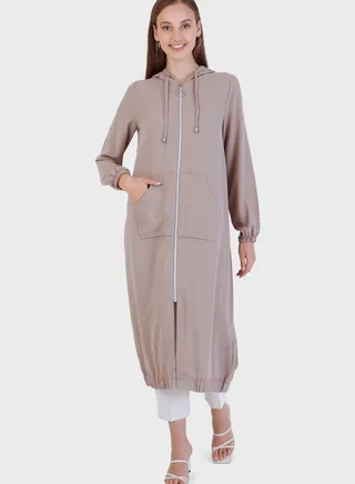 Crew Neck Longline Coat 