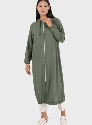Crew Neck Longline Coat 